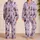 Lavender Singer Stage Style For Women, Retro Concert Night Out Comfort Look Vibe Satin Pajamas Set - 2