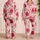 Crimson And Pink Roses For Cozy Romantic Evenings, Soft Blush Style For Home Comfort Satin Pajamas Set - 2
