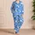 Cornflower Blue Daisy Blooms For Cozy Nights, Weekend Lounging, And Gift Giving At Home Satin Pajamas Set - 4