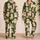Vintage Olive Green Puppy Motif For Cozy Home Evenings, Pet Lover Gift For Women Satin Pajamas Set - 2