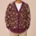 Burgundy Cream Wildflower Blooms for Cozy Everyday Layering and Bohemian Wardrobe Style All-over Print Knitted Cardigan - 6