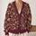 Burgundy Cream Wildflower Blooms for Cozy Everyday Layering and Bohemian Wardrobe Style All-over Print Knitted Cardigan - 2