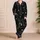 Charcoal Starry Night Cozy Gift for Women Who Love Vintage Lounge Comfort At Home Satin Pajamas Set - 4