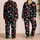 Colorful Heart Motif On Black For Cozy Valentine Nights And Gift Giving For Women Satin Pajamas Set - 2