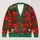 Red Teddy Bear Christmas Lights and Merry Christmas Holiday Cheer for Festive Celebrations All-over Print Knitted Cardigan - 1