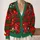 Red Teddy Bear Christmas Lights and Merry Christmas Holiday Cheer for Festive Celebrations All-over Print Knitted Cardigan - 2