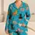 Turquoise Cartoon Cat Parade Sleepwear for Cozy Nights and Lounging at Home for Women Satin Pajamas Set - 1