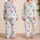 Watercolor Butterfly Evening Comfort For Women, Soft Ivory Boutique Bedtime Style Satin Pajamas Set - 2