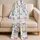 Watercolor Butterfly Evening Comfort For Women, Soft Ivory Boutique Bedtime Style Satin Pajamas Set - 5
