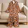 Blush Pink Pumpkin and Bat Halloween Lounge Looks for Plus Size Women Fall Evenings Satin Pajamas Set - 5