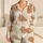 Vintage Teddy Bear Motif For Cozy Nights, Ivory Bear Gift For Women, Teens And Adults Satin Pajamas Set - 1