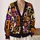 Retro Halloween Patchwork with Black Cats and Pumpkins for Cozy Autumn Festivities All-over Print Knitted Cardigan - 2