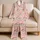 Blush Pink Santa Face Motif for Cozy Christmas Nights and Holiday Gifting At Home Satin Pajamas Set - 5