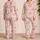 Blush Pink Santa Face Motif for Cozy Christmas Nights and Holiday Gifting At Home Satin Pajamas Set - 2