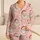 Blush Pink Santa Face Motif for Cozy Christmas Nights and Holiday Gifting At Home Satin Pajamas Set - 1
