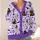 Purple Gingham Haunted House Halloween Spooky Season Autumn Layering Gift for Her All-over Print Knitted Cardigan - 4