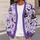 Purple Gingham Haunted House Halloween Spooky Season Autumn Layering Gift for Her All-over Print Knitted Cardigan - 5