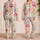 Blush And Coral Rose Bouquet For Cozy Spring Lounging And Gift Giving At Home Satin Pajamas Set - 2