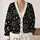 Black And White Celestial Stars And Crescent Moon For Relaxed Everyday Streetwear Style All-over Print Knitted Cardigan - 2