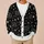 Black And White Celestial Stars And Crescent Moon For Relaxed Everyday Streetwear Style All-over Print Knitted Cardigan - 6
