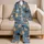 Playful Puppy Party Dusty Blue Cozy Bedtime Comfort For Boys And Girls At Home Style Satin Pajamas Set - 5