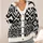 Black White Skull Crossbones Geometric Motif for Halloween and Streetwear Style All-over Print Knitted Cardigan - 4