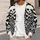 Black White Skull Crossbones Geometric Motif for Halloween and Streetwear Style All-over Print Knitted Cardigan - 5