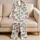 Cheerful Doodle Hearts And Daisies For Cozy Sleepovers, Girls Gift Lounge Style Satin Pajamas Set - 5