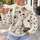 Wide-Eyed Tabby Kitten with Paw Prints for Playful Everyday Casual Outings and Cat Lovers All-over Print Knitted Sweater - 5