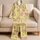 Retro Yellow Leopard Spots Lounge Style for Summer Evenings, Giftable for Women Satin Pajamas Set - 5
