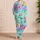 Turquoise Aqua Ombre Splash Loungewear For Summer Vacations And Gift Giving Women Satin Pajamas Set - 4
