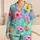 Turquoise Aqua Ombre Splash Loungewear For Summer Vacations And Gift Giving Women Satin Pajamas Set - 1