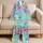 Turquoise Aqua Ombre Splash Loungewear For Summer Vacations And Gift Giving Women Satin Pajamas Set - 5