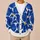 Cobalt Blue Floral Layering Style for Spring Autumn Women Everyday Casual Wardrobe All-over Print Knitted Cardigan - 6