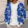 Cobalt Blue Floral Layering Style for Spring Autumn Women Everyday Casual Wardrobe All-over Print Knitted Cardigan - 5
