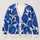 Cobalt Blue Floral Layering Style for Spring Autumn Women Everyday Casual Wardrobe All-over Print Knitted Cardigan - 1