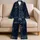Midnight Navy Moon And Star Celestial Theme For Cozy Romantic Nights At Home Decor Satin Pajamas Set - 5