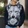 White Wolf and Rose Portrait for Bold Nature Lovers and Winter Nights All-over Print Hoodie (Lightweight) - 5