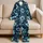 Navy Hibiscus Blooms For Tropical Resort Nights And Coastal Vacations Women Outfit Satin Pajamas Set - 5