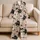 Taupe Beige Daisy Blooms Resort Lounge Sleepwear for Summer Getaways and Cozy Evenings Satin Pajamas Set - 5