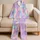 Lavender Rainbow Tie Dye For Summer Nights, Soft Pastel Macaron Mood Satin Pajamas Set - 5