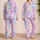 Lavender Rainbow Tie Dye For Summer Nights, Soft Pastel Macaron Mood Satin Pajamas Set - 2