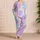 Lavender Rainbow Tie Dye For Summer Nights, Soft Pastel Macaron Mood Satin Pajamas Set - 4