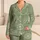 Sage Citrus And Melon Motifs For Cozy Nights, Resort Travel, And Relaxed Lounging Satin Pajamas Set - 1