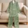 Sage Citrus And Melon Motifs For Cozy Nights, Resort Travel, And Relaxed Lounging Satin Pajamas Set - 5