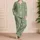 Sage Citrus And Melon Motifs For Cozy Nights, Resort Travel, And Relaxed Lounging Satin Pajamas Set - 4