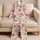 Ivory Watercolor Floral Resort Lounge Style For Women And Cozy Gift Giving Satin Pajamas Set - 5