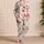 Ivory Watercolor Floral Resort Lounge Style For Women And Cozy Gift Giving Satin Pajamas Set - 4