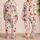 Ivory Watercolor Floral Resort Lounge Style For Women And Cozy Gift Giving Satin Pajamas Set - 2