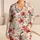 Ivory Watercolor Floral Resort Lounge Style For Women And Cozy Gift Giving Satin Pajamas Set - 1